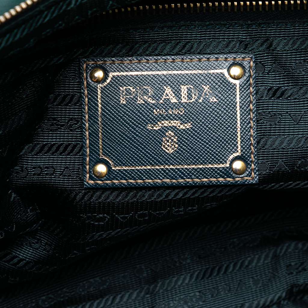 Prada Saffiano Trimmed Tessuto Logo Satchel - 5