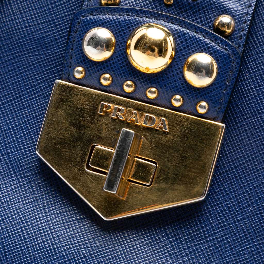 Prada Saffiano Turnlock Double Zip Studded Tote - 5