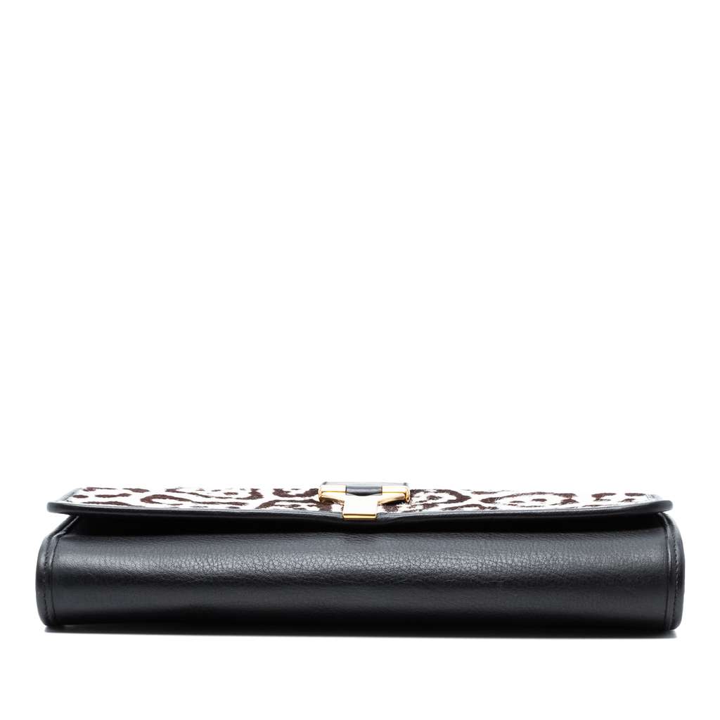Saint Laurent Pony Hair Leopard Print Chyc Ligne Clutch - 3