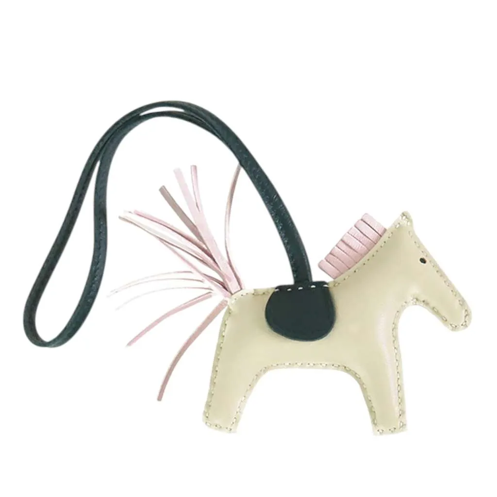 Hermès Milo Lambskin Grigri Rodeo Horse Bag Charm PM White Leather Good - Back View