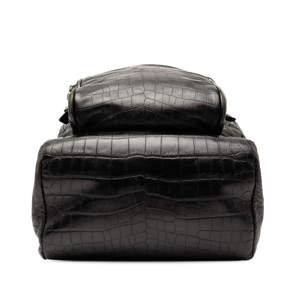 Saint Laurent Croc Embossed Leather Backpack - 3