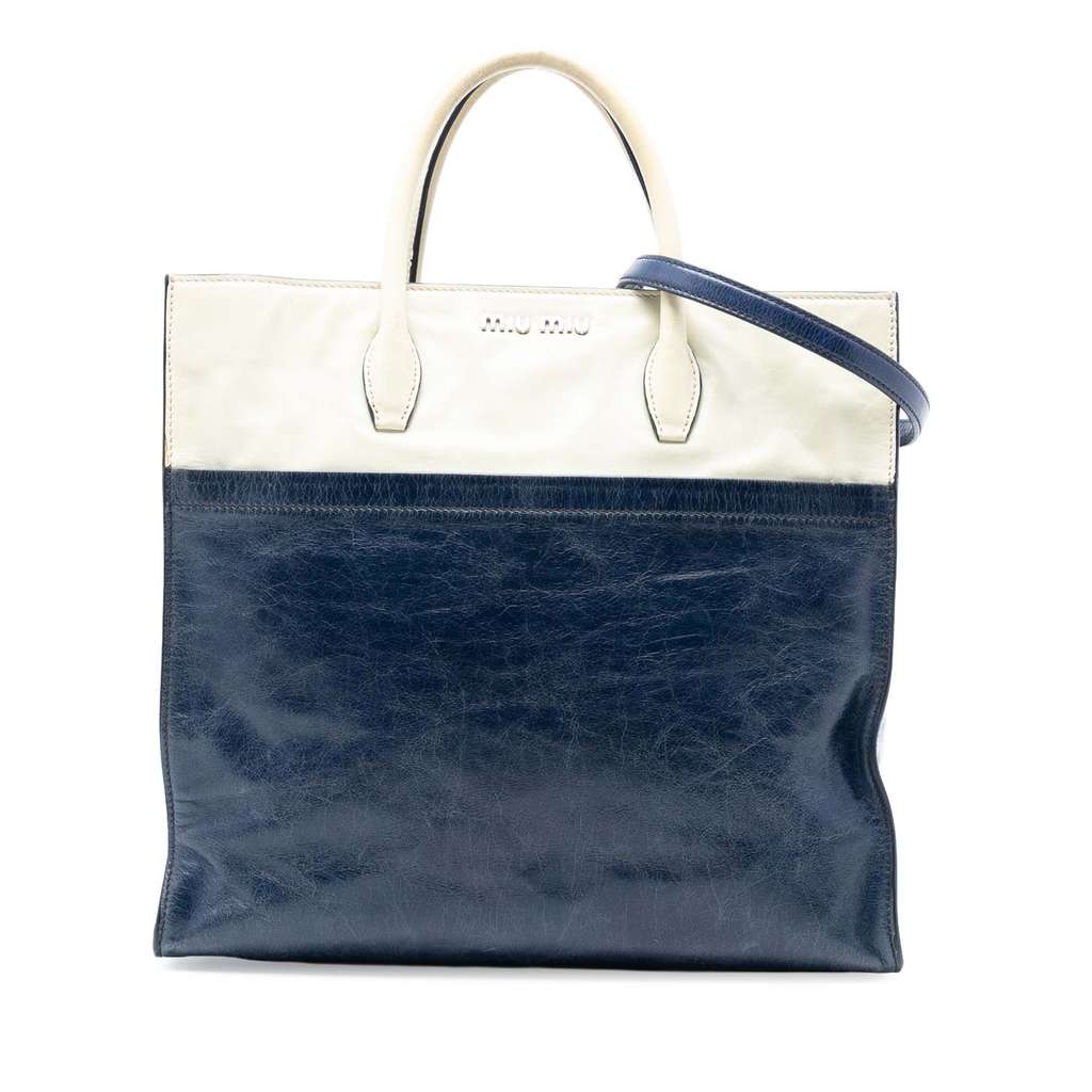 Miu Miu Bicolor Goatskin Madras Satchel