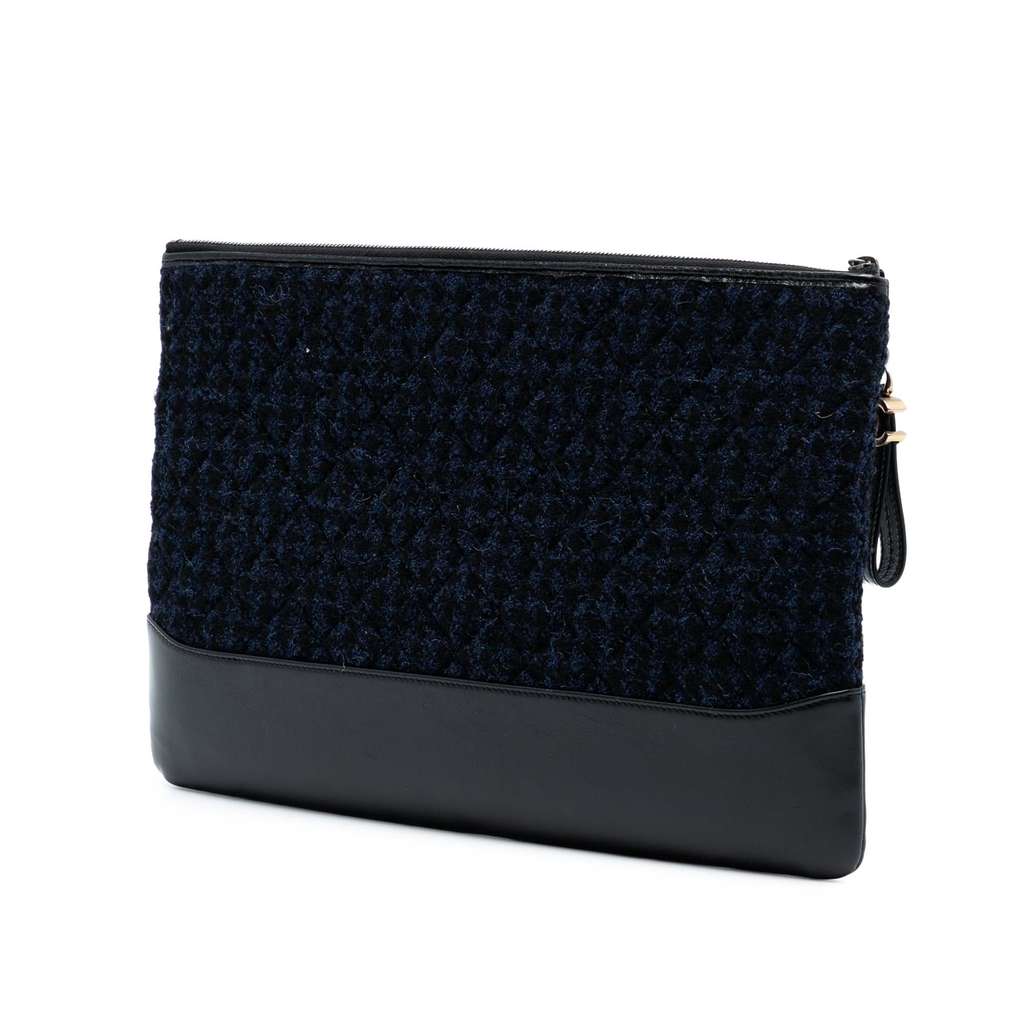 Chanel Large Tweed and Calfskin Embroidered Gabrielle O Case Clutch - 2