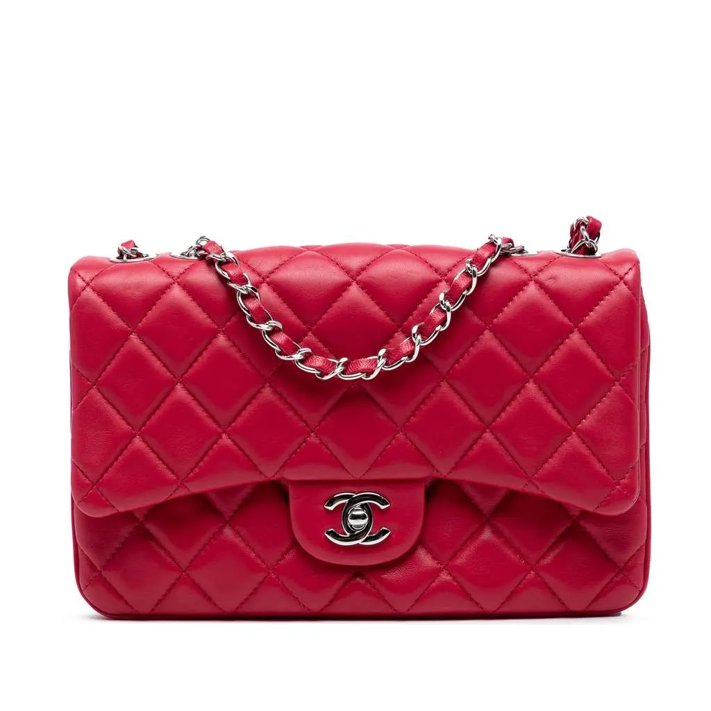 Chanel Medium Quilted Lambskin 3 Accordion Flap Pink Leather Good - Front View