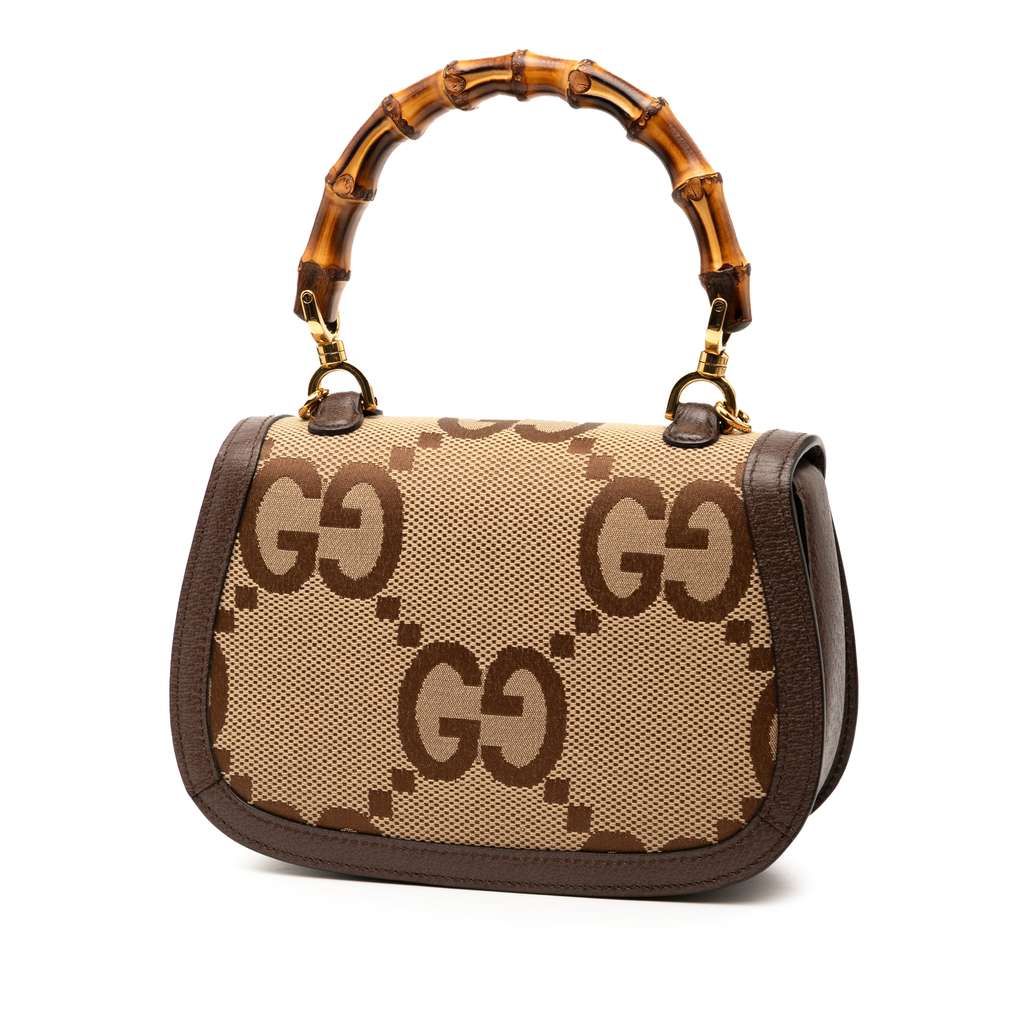 Gucci Small Jumbo GG Canvas Bamboo 1947 Top Handle Bag - 2