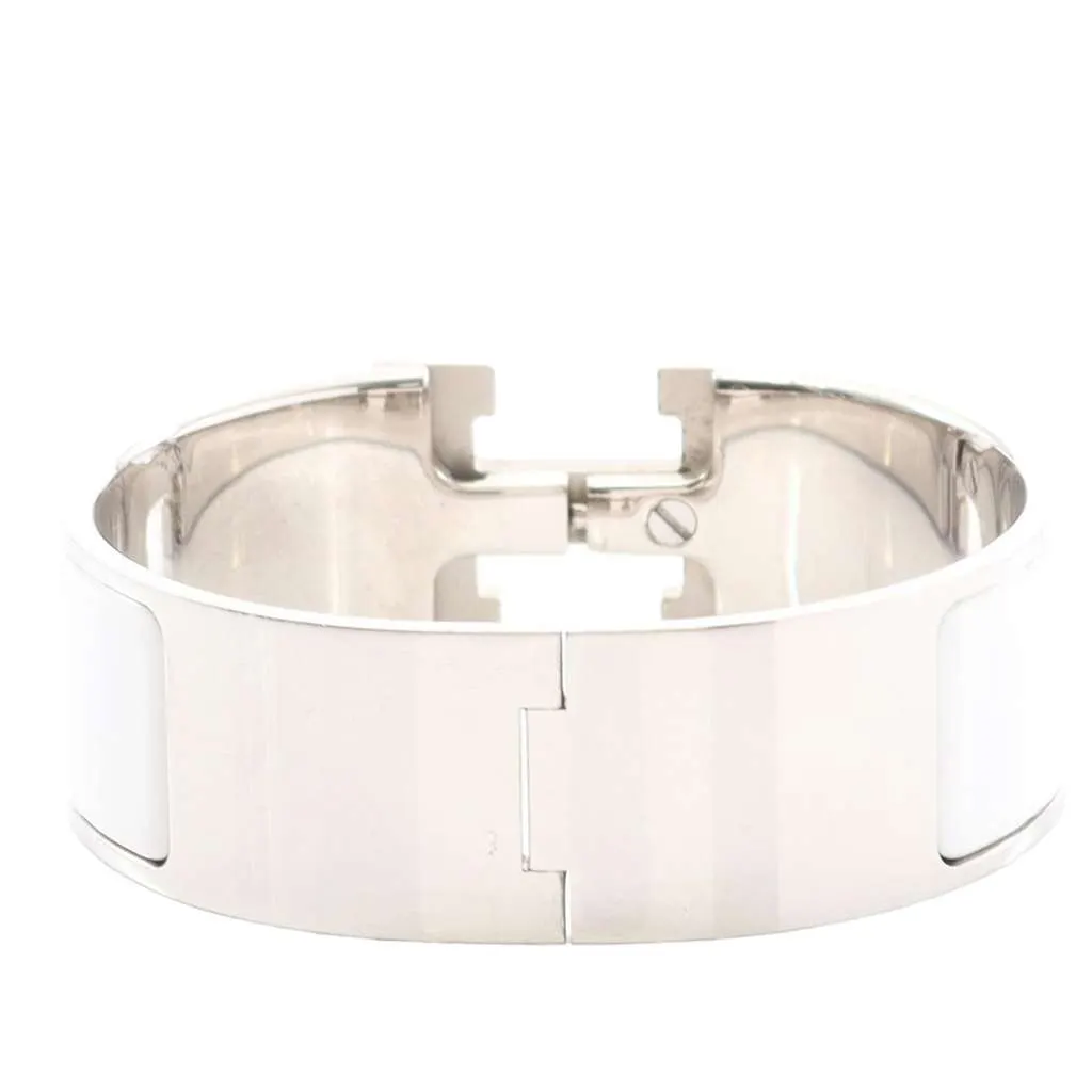 Hermès Wide Enamel Clic Clac H Bracelet PM White Enamel Very good - Back View