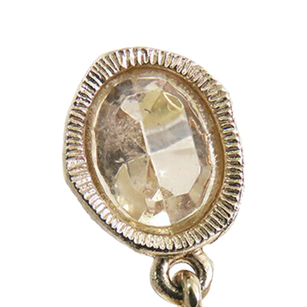 Chanel Gold Plated Crystal Faux Pearl CC Drop Push Back Earrings - 5