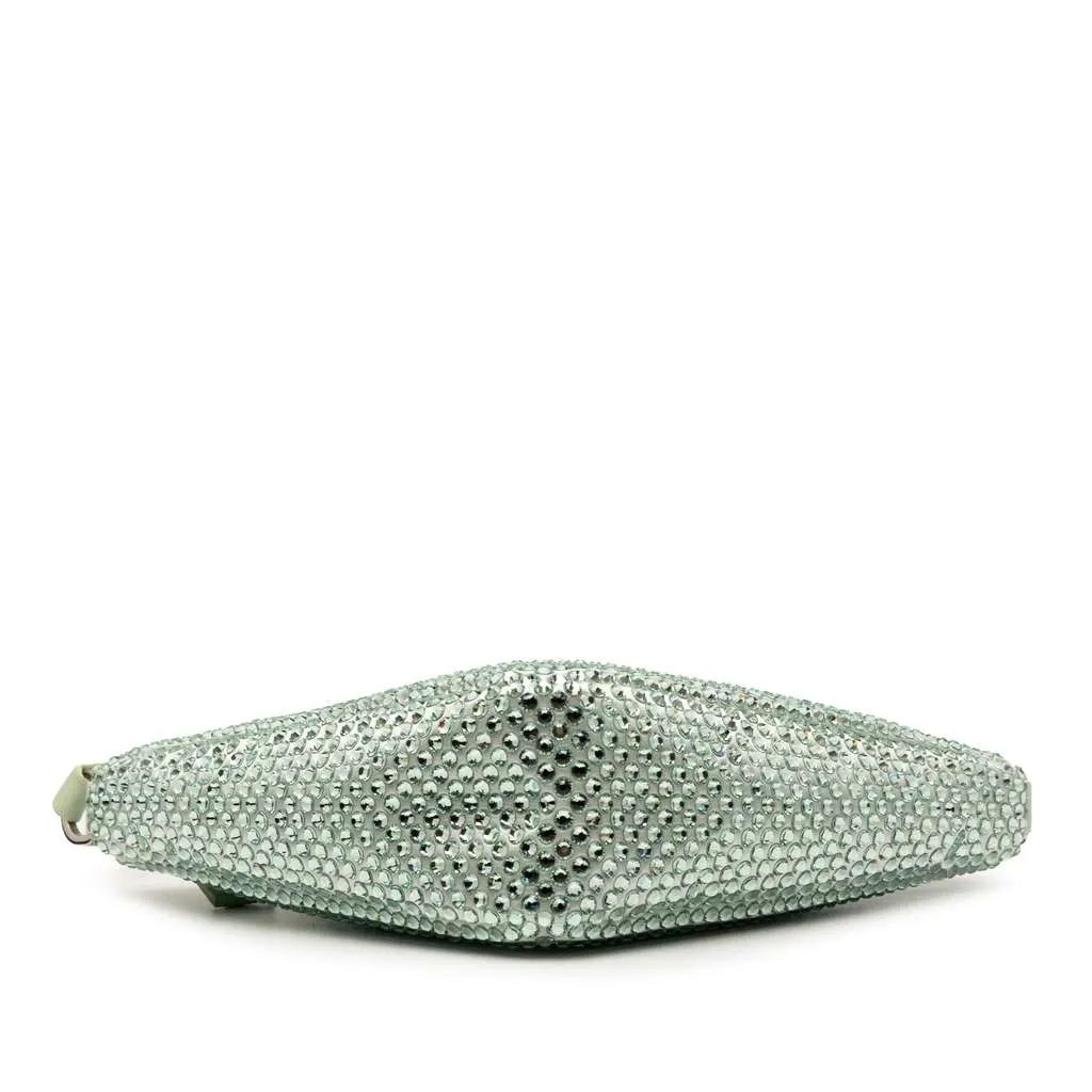Prada Satin Crystal Embellished Triangle Pouch Green Satin Very good - Inside View
