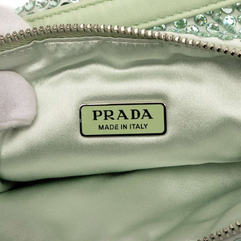 Prada Satin Crystal Embellished Triangle Pouch - 5