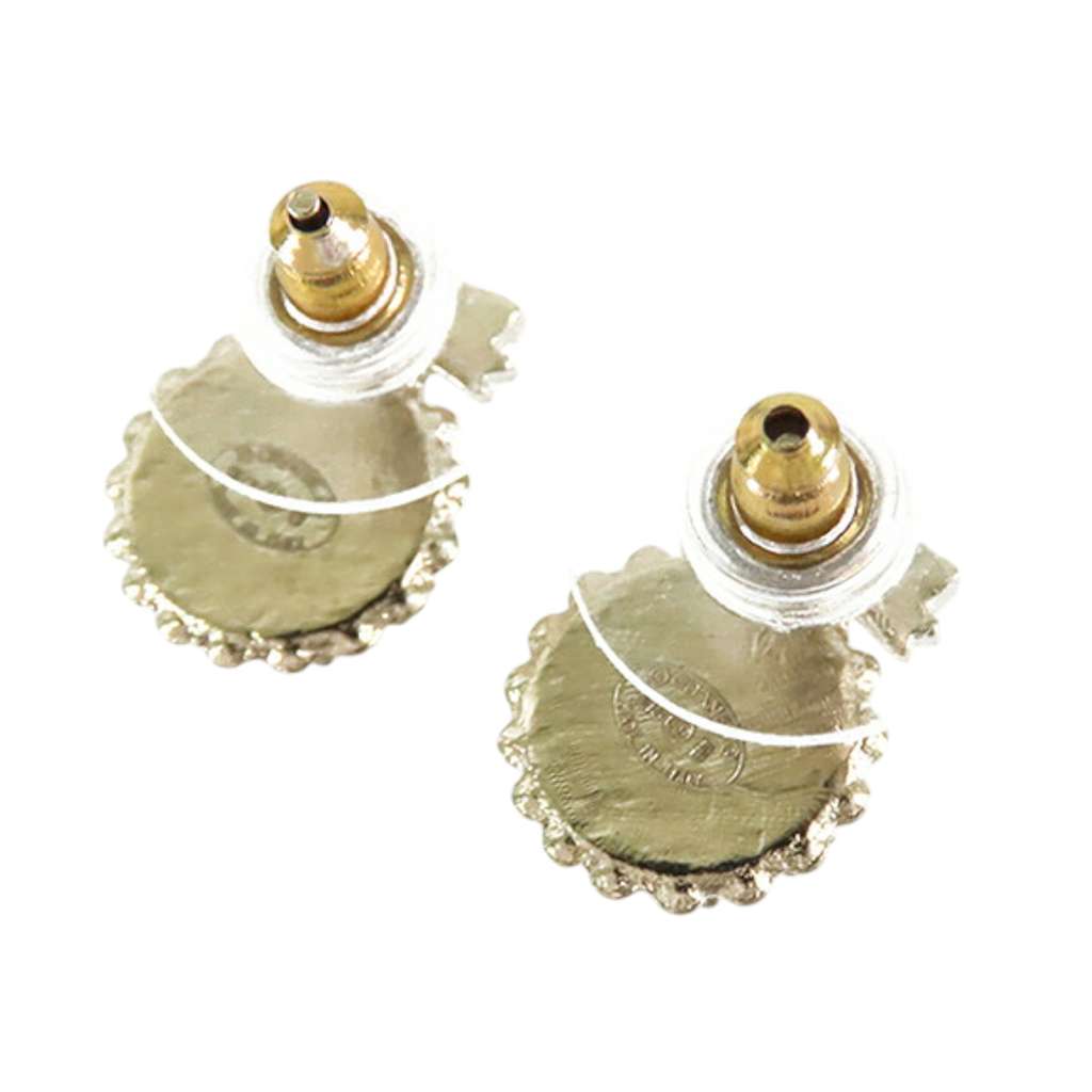 Chanel Gold Plated CC Ribbon Drop Bullet Backs Earrings - 2