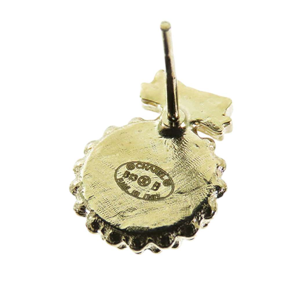 Chanel Gold Plated CC Ribbon Drop Bullet Backs Earrings - 5