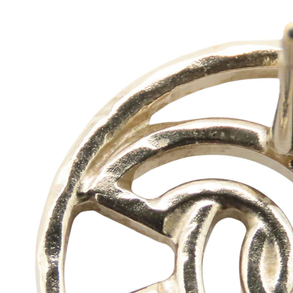 Chanel Gold Plated CC Round Bullet Back Earrings - 4