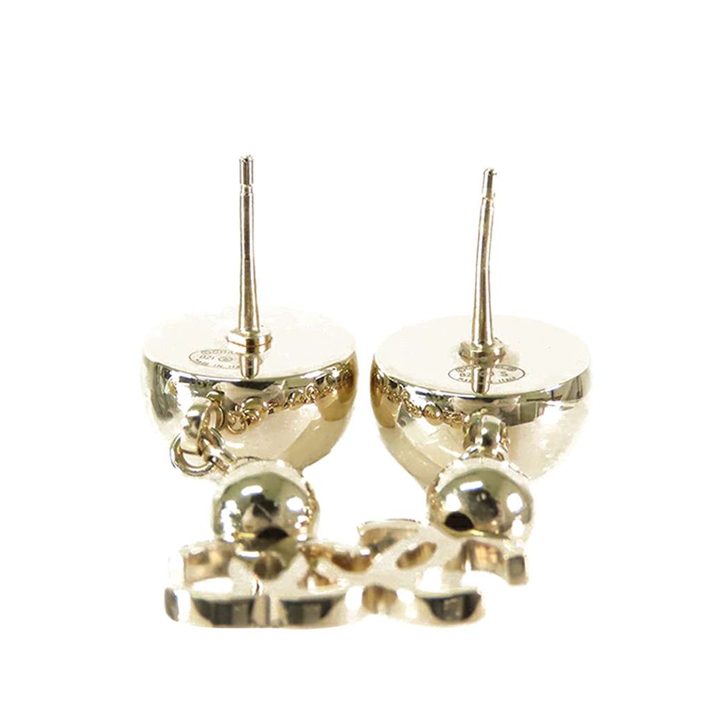 Chanel CC Gold Plated Swing Push Back Earrings - 3