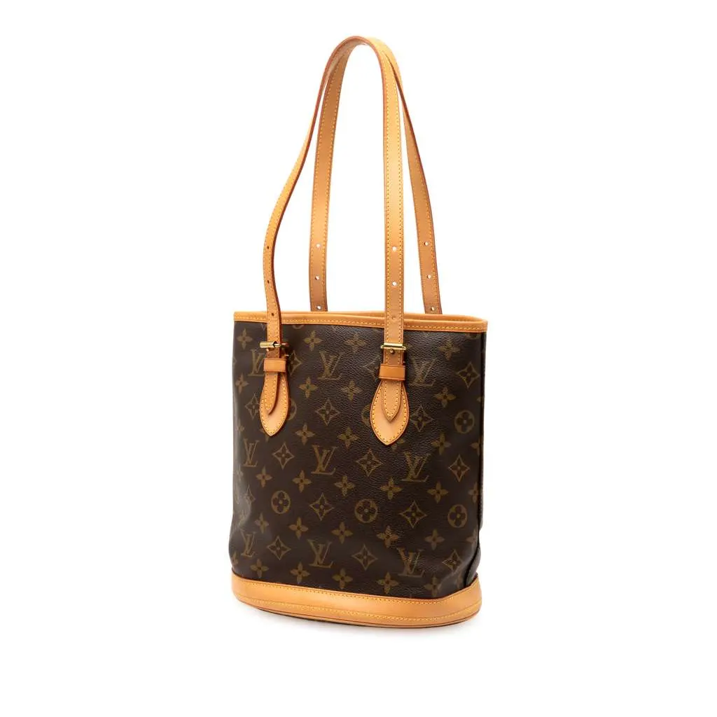 Louis Vuitton Monogram Petit Bucket Brown Good - Back View