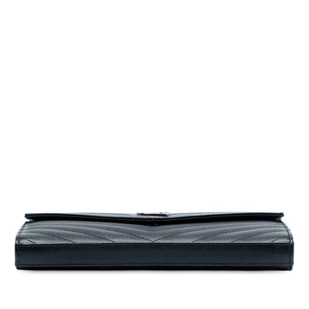 Saint Laurent Grain De Poudre Matelasse Chevron Monogram Chain Wallet - 3