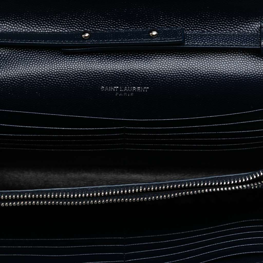 Saint Laurent Grain De Poudre Matelasse Chevron Monogram Chain Wallet - 5