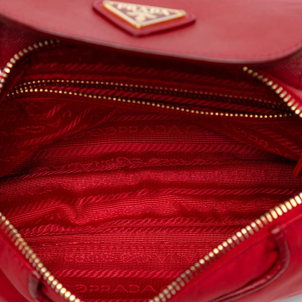 Prada Saffiano Trimmed Tessuto Chain Crossbody - 4