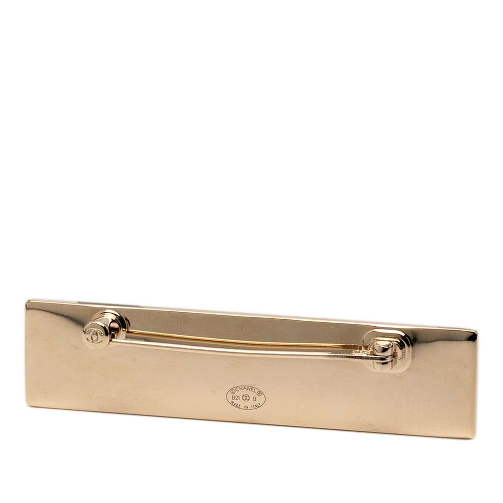 Chanel Gold Plated Logo Plate Brooch - 2