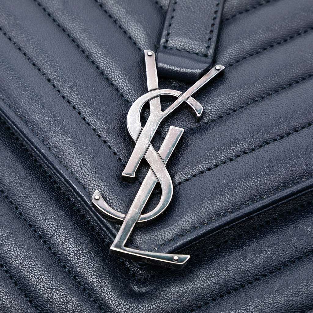 Saint Laurent Large Chevron Sheepskin Monogram College Satchel - 5