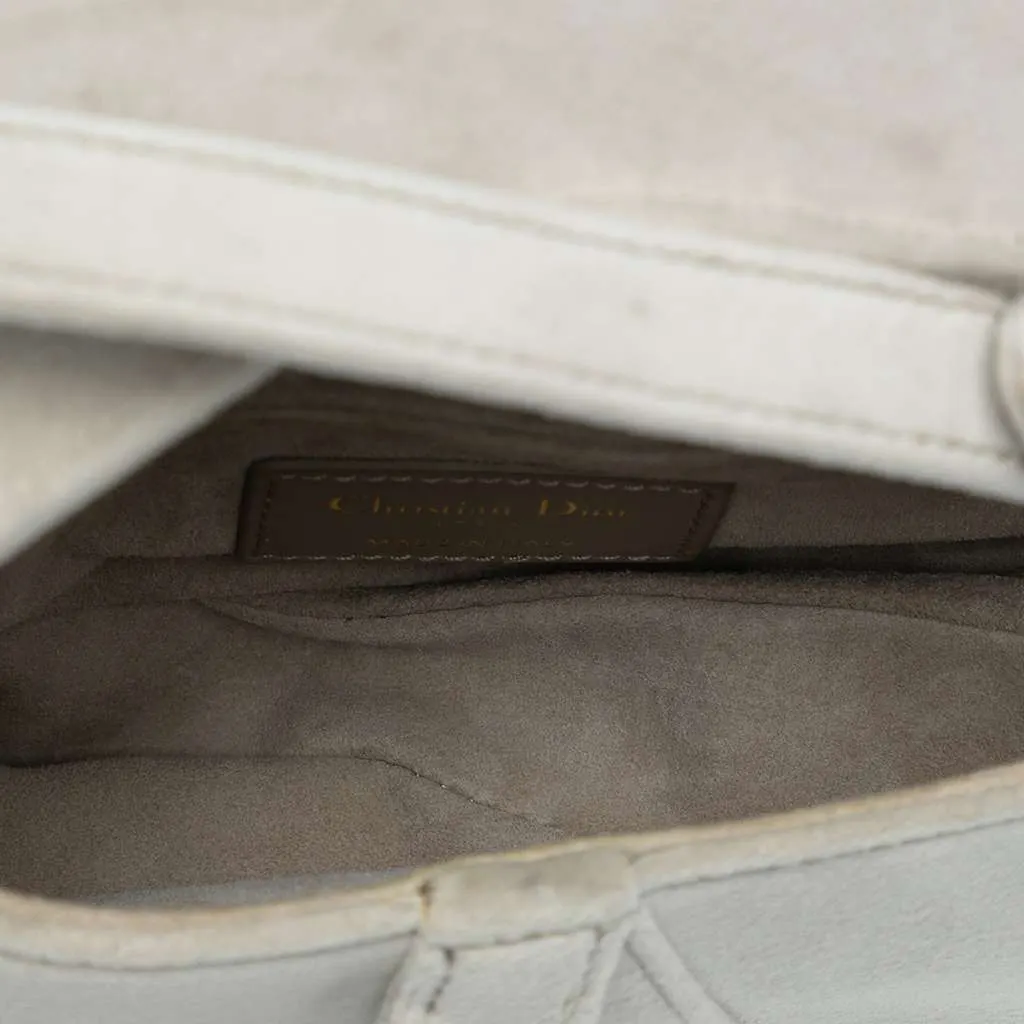 Dior Mini Velvet Crystal Embellished Hardware Saddle Bag Grey Velvet Good - Model View