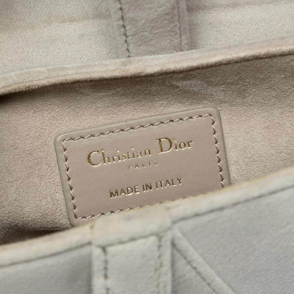 Dior Mini Velvet Crystal Embellished Hardware Saddle Bag Grey Velvet Good - Box View