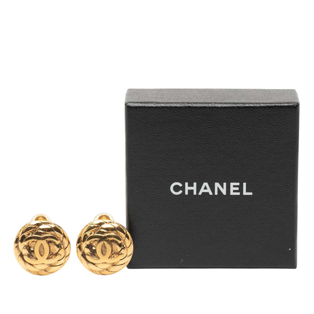 Chanel CC Gold Plated Clip On Earrings - 4