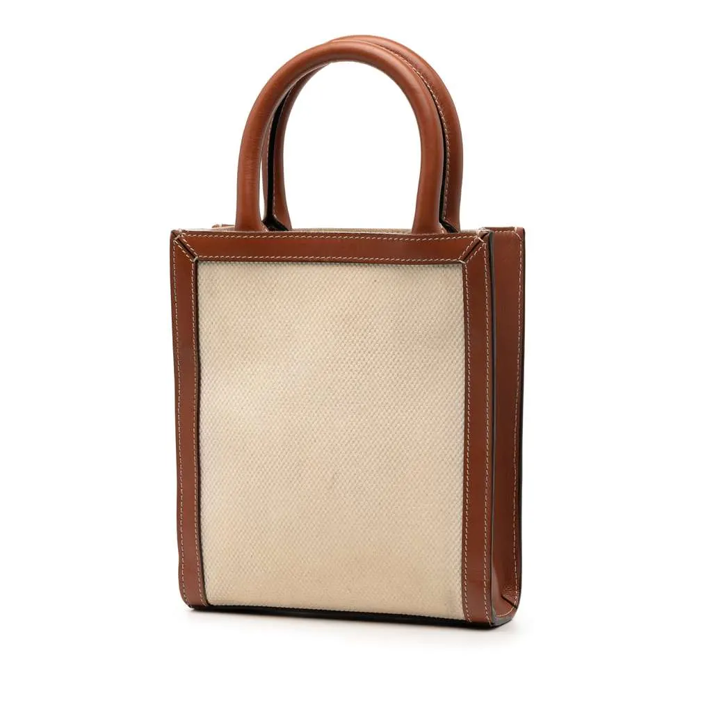 Celine Mini Canvas St Tropez Vertical Cabas Tote Brown Canvas Good - Back View