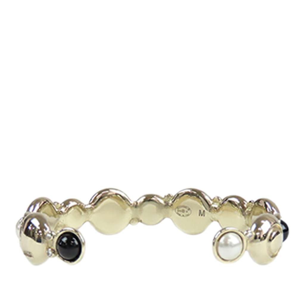 Chanel Gold Plated Faux Pearl and Resin CC Cuff Bangle Bracelet - 3