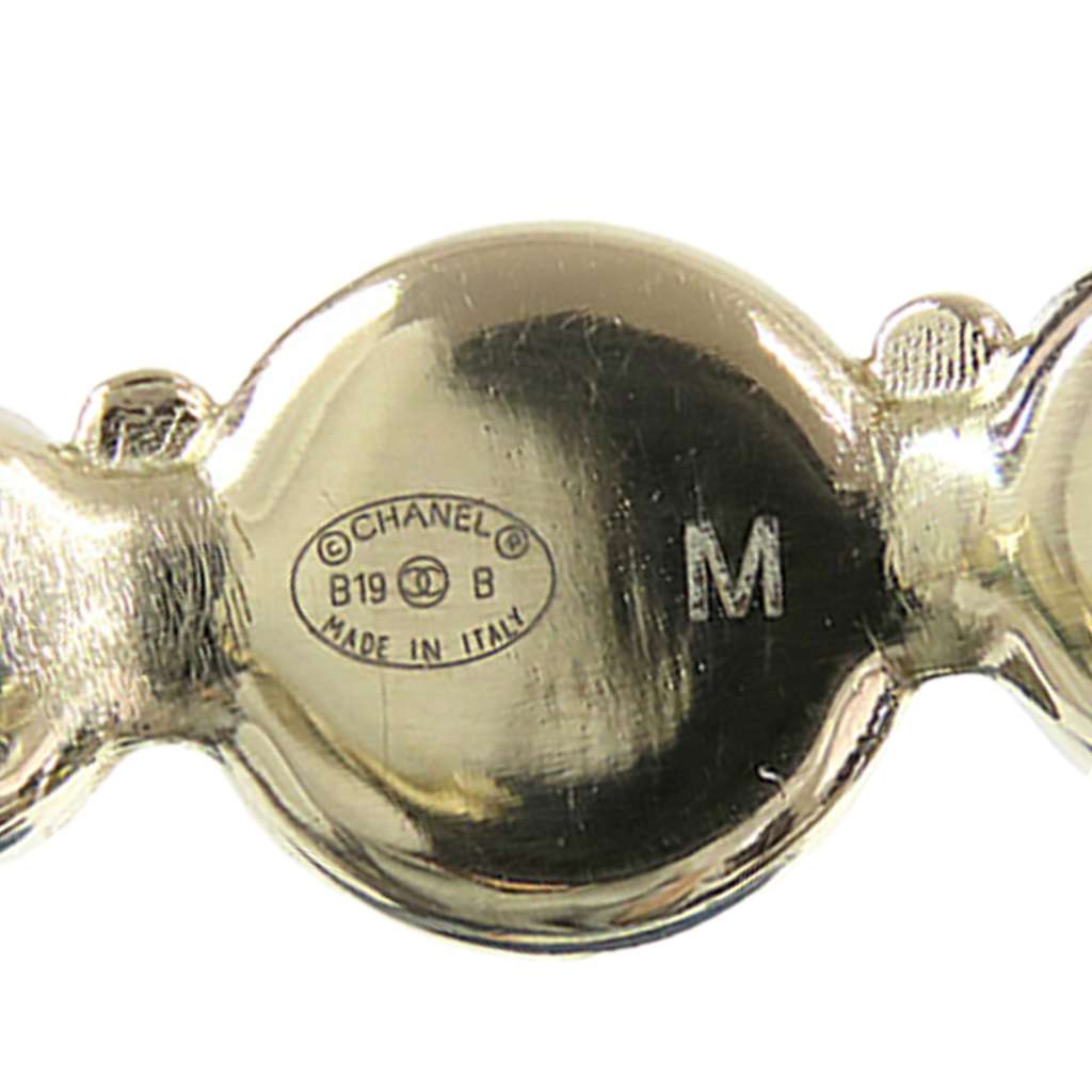 Chanel Gold Plated Faux Pearl and Resin CC Cuff Bangle Bracelet - 5