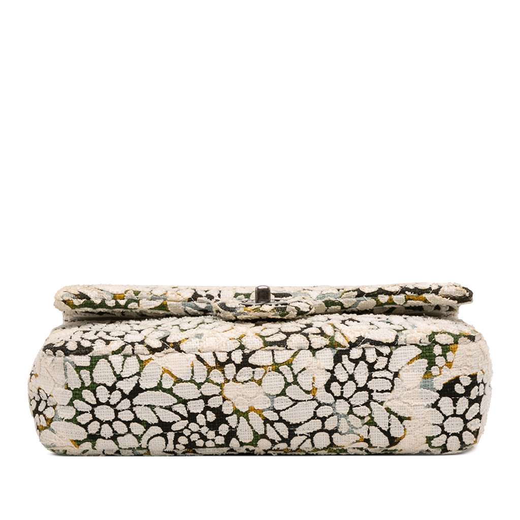 Chanel Medium Classic Chevron Tweed Floral Double Flap - 3