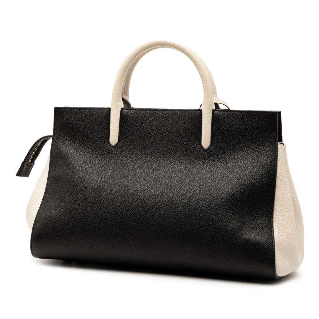 Saint Laurent Small Bicolor Grained Calfskin Cabas Rive Gauche Satchel - 2