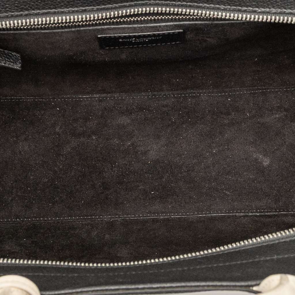 Saint Laurent Small Bicolor Grained Calfskin Cabas Rive Gauche Satchel - 4