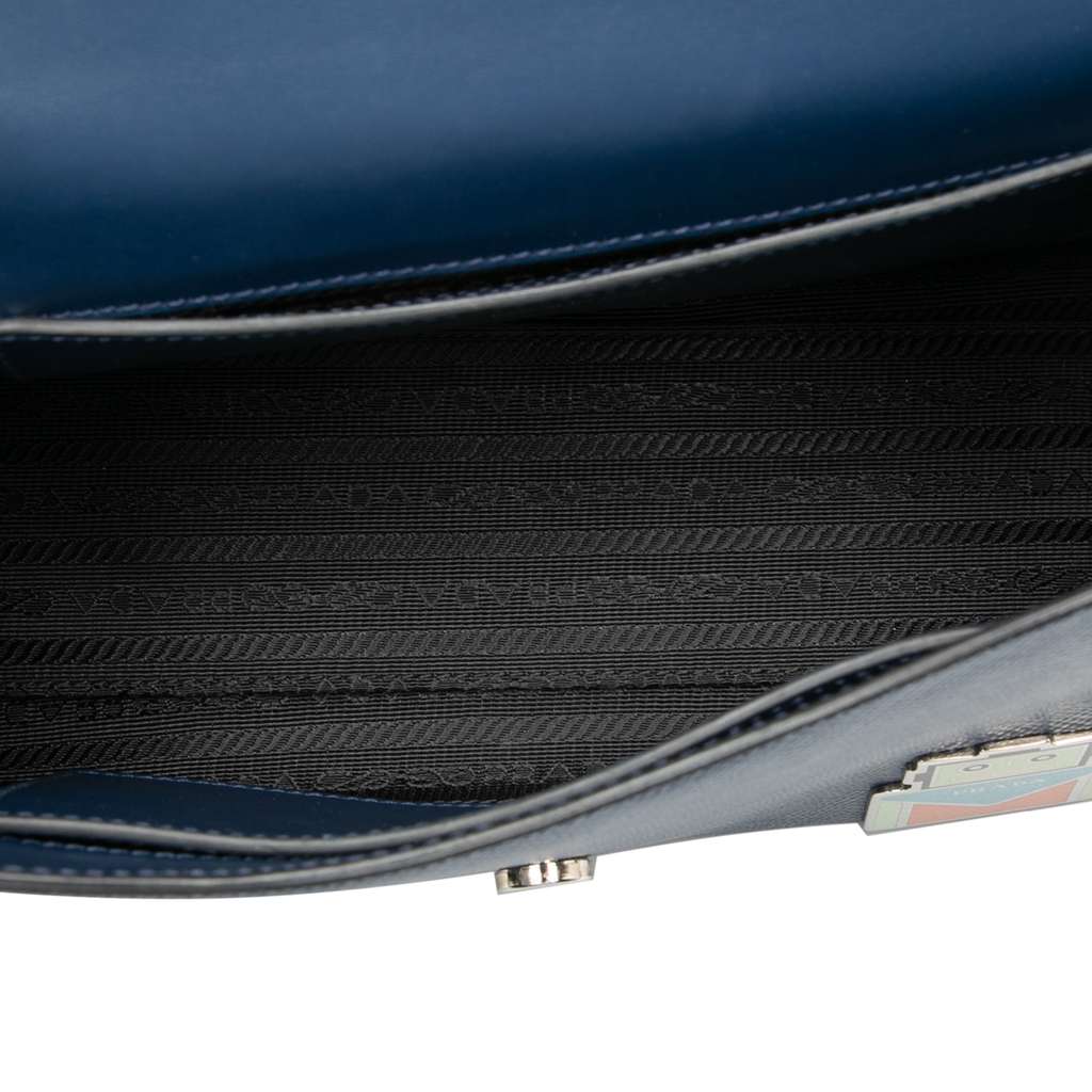 Prada Saffiano Cuir Monochrome Robot Patches Envelope Chain Flap - 4