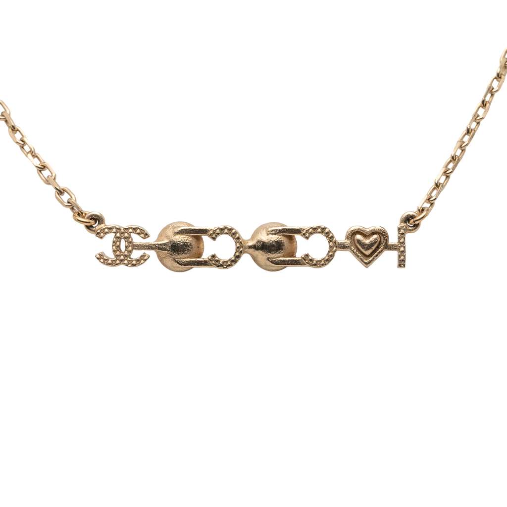 Chanel Gold Plated I Love You Coco Faux Pearl Pendant Necklace - 3