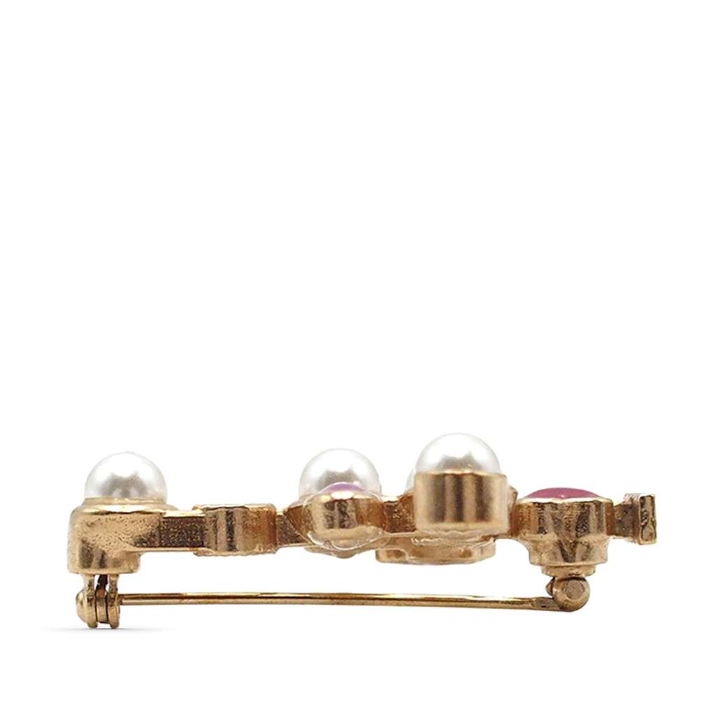 Chanel CC Gold Plated Faux Pearl I Heart Coco Brooch - 4