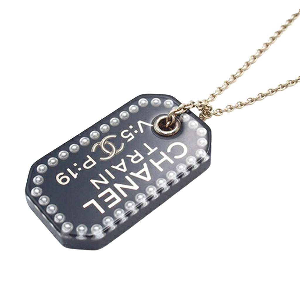 Chanel Gold Plated Resin Train Tag Pendant Necklace - 2