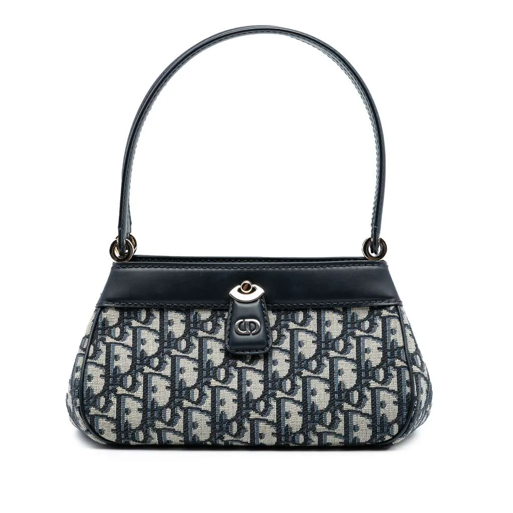 Dior Oblique Canvas Key Shoulder Bag Blue Canvas Very good - Front View