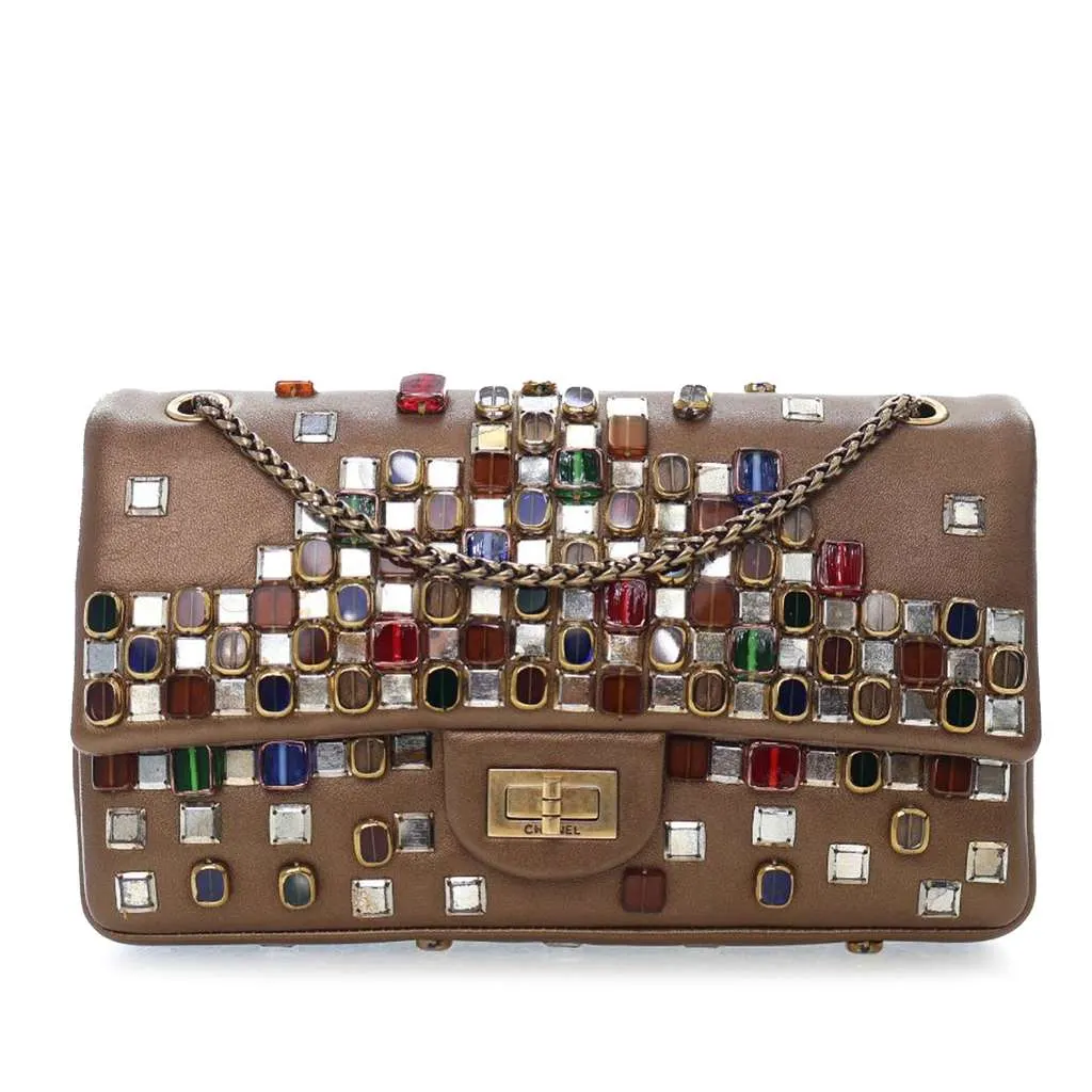 Chanel Paris Byzance Gripoix Bijoux Reissue 2.55 Calfskin Single Flap 225 Brown Leather Very good - Front View