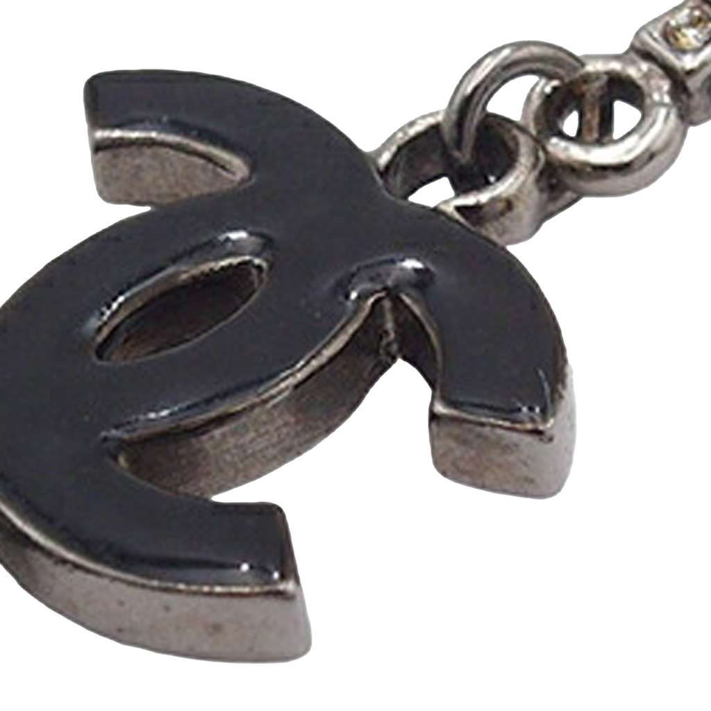 Chanel Silver Plated Faux Pearl Enamel CC Eiffel Tower Charm Necklace - 5