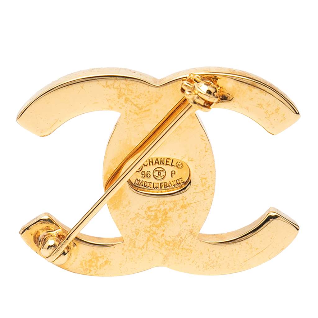 Chanel Gold Plated CC Turnlock Brooch - 2