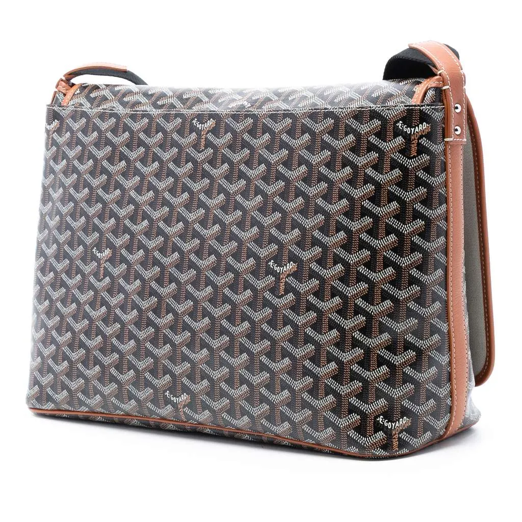 Goyard Goyardine Capetien MM Messenger Bag Black Canvas Good - Back View