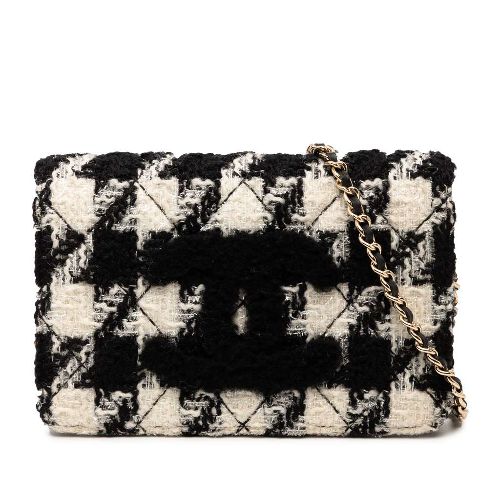 Chanel CC Houndstooth Tweed Wallet On Chain