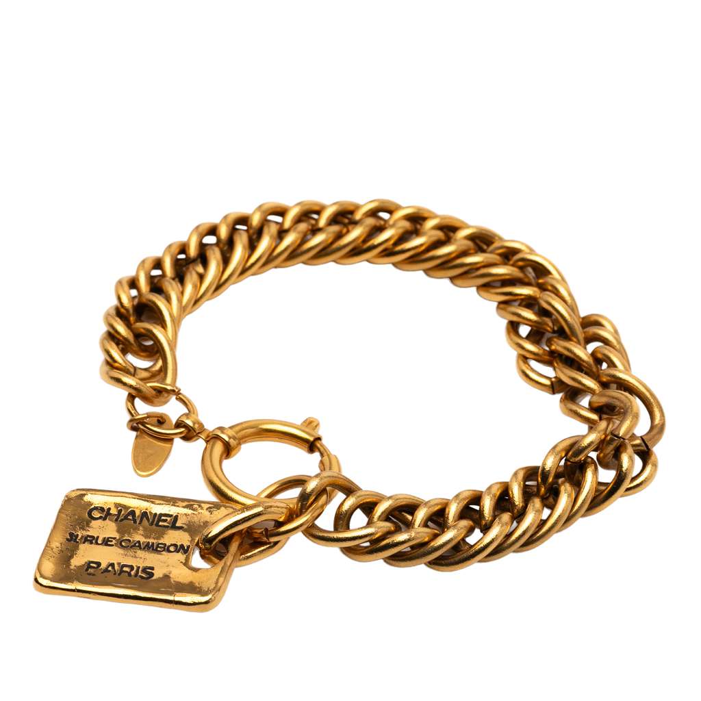 Chanel Gold Plated 31 Rue Cambon Plate Charm Bracelet - 2