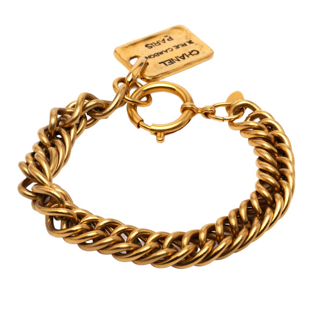 Chanel Gold Plated 31 Rue Cambon Plate Charm Bracelet - 3
