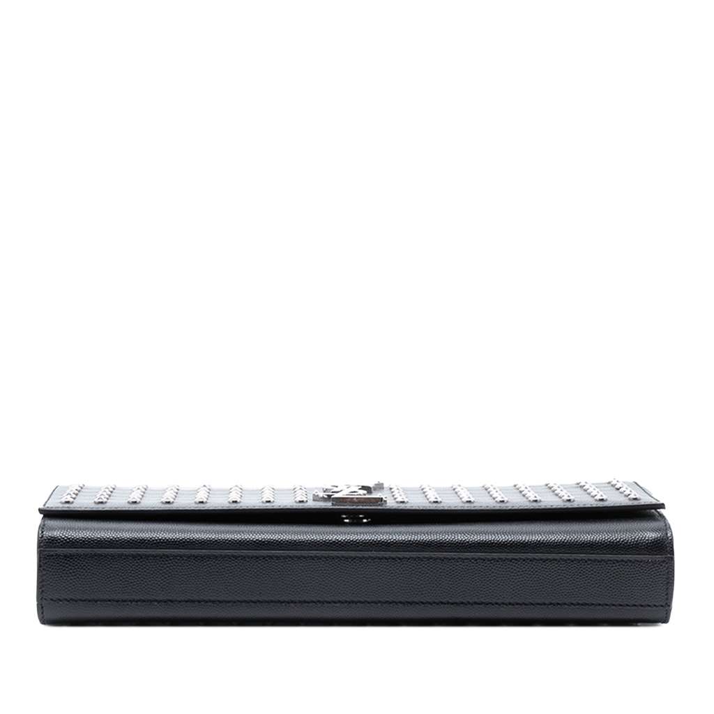 Saint Laurent Grain De Poudre Classic Monogram Studded Clutch - 3
