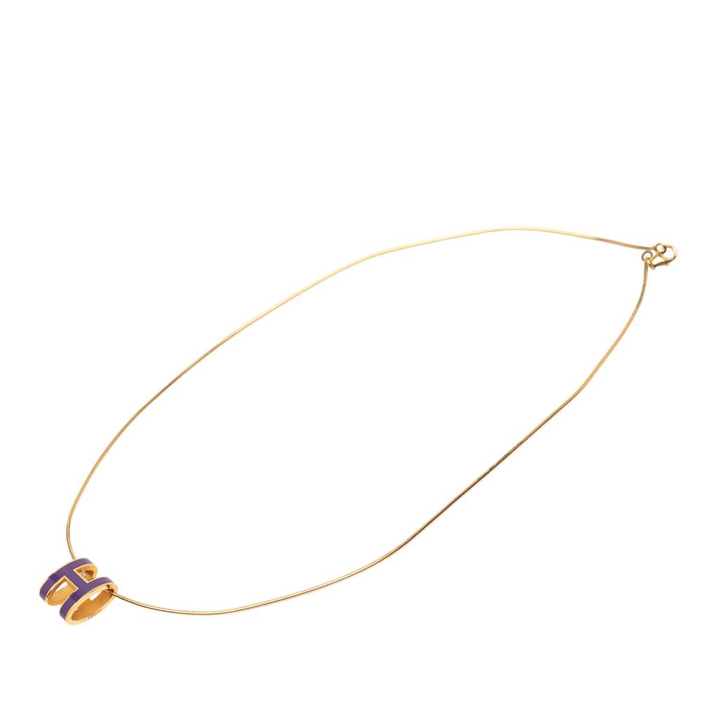 Hermès Gold Plated Enamel Pop H Pendant Necklace - 5