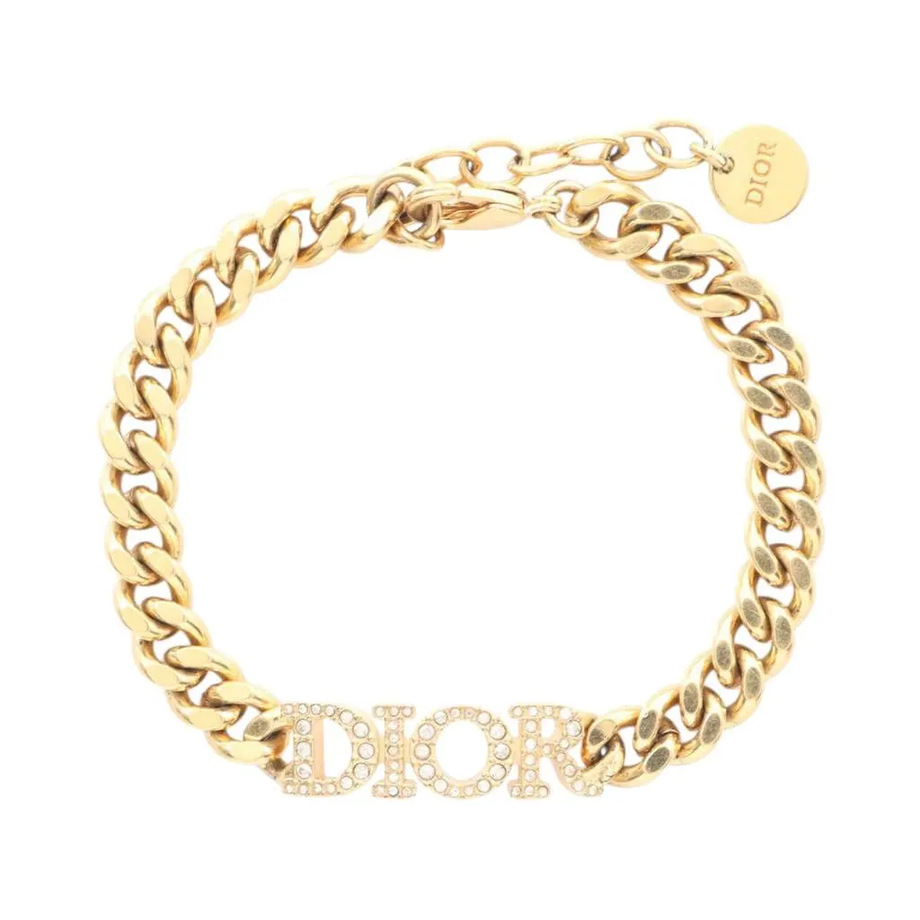 Dior Dior Revolution Gold Plated Crystal Chain Bracelet Gold Metal Good - Front View