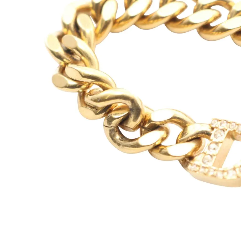 Dior Dior Revolution Gold Plated Crystal Chain Bracelet Gold Metal Good - Model View