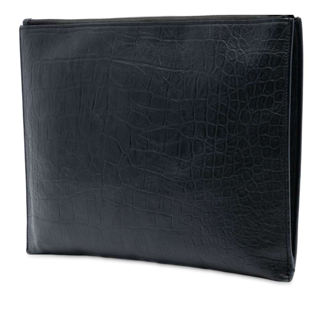Saint Laurent Croc Embossed Leather Monogram iPad Case - 2