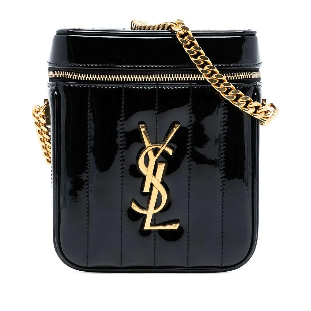 Saint Laurent Patent Vicky Vanity Bag Black Leather Very good - Front View